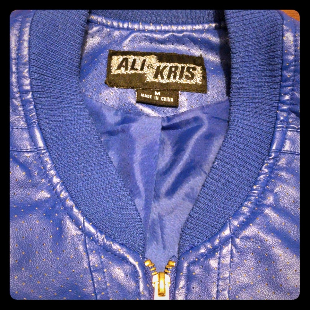 Ali & kris Royal blue leather cropped blazer